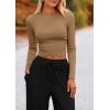 imagePRETTYGARDEN Womens 2 Piece Loungewear Long Sleeve Crop Top Wide Leg Palazzo Pants Set Tracksuits Casual OutfitCamel Black