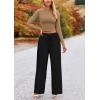 imagePRETTYGARDEN Womens 2 Piece Loungewear Long Sleeve Crop Top Wide Leg Palazzo Pants Set Tracksuits Casual OutfitCamel Black