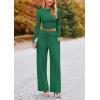 imagePRETTYGARDEN Womens 2 Piece Loungewear Long Sleeve Crop Top Wide Leg Palazzo Pants Set Tracksuits Casual OutfitGreen