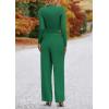 imagePRETTYGARDEN Womens 2 Piece Loungewear Long Sleeve Crop Top Wide Leg Palazzo Pants Set Tracksuits Casual OutfitGreen