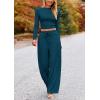 imagePRETTYGARDEN Womens 2 Piece Loungewear Long Sleeve Crop Top Wide Leg Palazzo Pants Set Tracksuits Casual OutfitLake Blue
