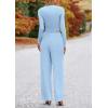 imagePRETTYGARDEN Womens 2 Piece Loungewear Long Sleeve Crop Top Wide Leg Palazzo Pants Set Tracksuits Casual OutfitLight Blue
