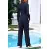 imagePRETTYGARDEN Womens 2 Piece Loungewear Long Sleeve Crop Top Wide Leg Palazzo Pants Set Tracksuits Casual OutfitNavy