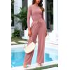 imagePRETTYGARDEN Womens 2 Piece Loungewear Long Sleeve Crop Top Wide Leg Palazzo Pants Set Tracksuits Casual OutfitPink