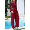 imagePRETTYGARDEN Womens 2 Piece Loungewear Long Sleeve Crop Top Wide Leg Palazzo Pants Set Tracksuits Casual OutfitWine Red