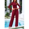 imagePRETTYGARDEN Womens 2 Piece Loungewear Long Sleeve Crop Top Wide Leg Palazzo Pants Set Tracksuits Casual OutfitWine Red