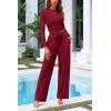 imagePRETTYGARDEN Womens 2 Piece Loungewear Long Sleeve Crop Top Wide Leg Palazzo Pants Set Tracksuits Casual OutfitWine Red