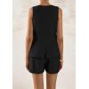imagePRETTYGARDEN Womens 2 Piece Sets 2025 Summer Trendy Button Down Suit Vest Tops High Waisted Shorts Business Casual OutfitsBlack