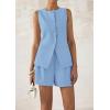 imagePRETTYGARDEN Womens 2 Piece Sets 2025 Summer Trendy Button Down Suit Vest Tops High Waisted Shorts Business Casual OutfitsLight Blue