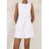 imagePRETTYGARDEN Womens 2 Piece Sets 2025 Summer Trendy Button Down Suit Vest Tops High Waisted Shorts Business Casual OutfitsWhite