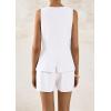 imagePRETTYGARDEN Womens 2 Piece Sets 2025 Summer Trendy Button Down Suit Vest Tops High Waisted Shorts Business Casual OutfitsWhite
