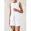 imagePRETTYGARDEN Womens 2 Piece Sets 2025 Summer Trendy Button Down Suit Vest Tops High Waisted Shorts Business Casual OutfitsWhite