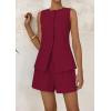 imagePRETTYGARDEN Womens 2 Piece Sets 2025 Summer Trendy Button Down Suit Vest Tops High Waisted Shorts Business Casual OutfitsWine Red