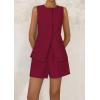 imagePRETTYGARDEN Womens 2 Piece Sets 2025 Summer Trendy Button Down Suit Vest Tops High Waisted Shorts Business Casual OutfitsWine Red
