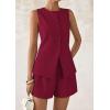 imagePRETTYGARDEN Womens 2 Piece Sets 2025 Summer Trendy Button Down Suit Vest Tops High Waisted Shorts Business Casual OutfitsWine Red