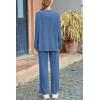 imagePRETTYGARDEN Womens Two Piece Lounge Sets Matching Long Sleeve Shirts Wide Leg Pants Tracksuits Travel Outfits Fall ClothesBlue