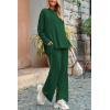 imagePRETTYGARDEN Womens Two Piece Lounge Sets Matching Long Sleeve Shirts Wide Leg Pants Tracksuits Travel Outfits Fall ClothesDark Green