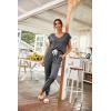 imagePRETTYGARDEN Womens Two Piece Tracksuit Casual Summer V Neck Short Sleeve Tops Drawstring Jogger Pants Lounge Outfit SetsDark Grey
