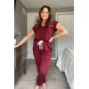 imagePRETTYGARDEN Womens Two Piece Tracksuit Casual Summer V Neck Short Sleeve Tops Drawstring Jogger Pants Lounge Outfit SetsJujube Red