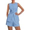 imagePRETTYGARDEN Womens 2 Piece Sets 2025 Summer Trendy Button Down Suit Vest Tops High Waisted Shorts Business Casual OutfitsLight Blue