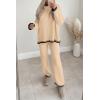 imagePRETTYGARDEN Womens 2 Piece Knit Sweater Outfit Casual Long Sleeve Pullover Wide Leg Pants Tracksuit Loungewear SetBeige