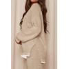 imagePRETTYGARDEN Womens 2 Piece Knit Sweater Outfit Casual Long Sleeve Pullover Wide Leg Pants Tracksuit Loungewear SetBeige Apricot