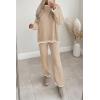 imagePRETTYGARDEN Womens 2 Piece Knit Sweater Outfit Casual Long Sleeve Pullover Wide Leg Pants Tracksuit Loungewear SetBeige Apricot