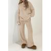 imagePRETTYGARDEN Womens 2 Piece Knit Sweater Outfit Casual Long Sleeve Pullover Wide Leg Pants Tracksuit Loungewear SetBeige Apricot