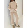 imagePRETTYGARDEN Womens 2 Piece Knit Sweater Outfit Casual Long Sleeve Pullover Wide Leg Pants Tracksuit Loungewear SetBeige Apricot