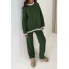 imagePRETTYGARDEN Womens 2 Piece Knit Sweater Outfit Casual Long Sleeve Pullover Wide Leg Pants Tracksuit Loungewear SetDark Green