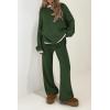 imagePRETTYGARDEN Womens 2 Piece Knit Sweater Outfit Casual Long Sleeve Pullover Wide Leg Pants Tracksuit Loungewear SetDark Green