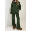 imagePRETTYGARDEN Womens 2 Piece Knit Sweater Outfit Casual Long Sleeve Pullover Wide Leg Pants Tracksuit Loungewear SetDark Green