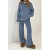 imagePRETTYGARDEN Womens 2 Piece Knit Sweater Outfit Casual Long Sleeve Pullover Wide Leg Pants Tracksuit Loungewear SetHaze Blue