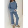 imagePRETTYGARDEN Womens 2 Piece Knit Sweater Outfit Casual Long Sleeve Pullover Wide Leg Pants Tracksuit Loungewear SetHaze Blue