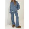 imagePRETTYGARDEN Womens 2 Piece Knit Sweater Outfit Casual Long Sleeve Pullover Wide Leg Pants Tracksuit Loungewear SetHaze Blue