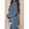imagePRETTYGARDEN Womens 2 Piece Knit Sweater Outfit Casual Long Sleeve Pullover Wide Leg Pants Tracksuit Loungewear SetHaze Blue