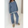 imagePRETTYGARDEN Womens 2 Piece Knit Sweater Outfit Casual Long Sleeve Pullover Wide Leg Pants Tracksuit Loungewear SetHaze Blue