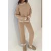 imagePRETTYGARDEN Womens 2 Piece Knit Sweater Outfit Casual Long Sleeve Pullover Wide Leg Pants Tracksuit Loungewear SetKhaki