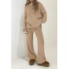 imagePRETTYGARDEN Womens 2 Piece Knit Sweater Outfit Casual Long Sleeve Pullover Wide Leg Pants Tracksuit Loungewear SetKhaki