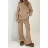 imagePRETTYGARDEN Womens 2 Piece Knit Sweater Outfit Casual Long Sleeve Pullover Wide Leg Pants Tracksuit Loungewear SetKhaki