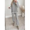 imagePRETTYGARDEN Womens 2 Piece Knit Sweater Outfit Casual Long Sleeve Pullover Wide Leg Pants Tracksuit Loungewear SetLight Grey