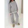 imagePRETTYGARDEN Womens 2 Piece Knit Sweater Outfit Casual Long Sleeve Pullover Wide Leg Pants Tracksuit Loungewear SetLight Grey