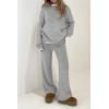 imagePRETTYGARDEN Womens 2 Piece Knit Sweater Outfit Casual Long Sleeve Pullover Wide Leg Pants Tracksuit Loungewear SetLight Grey