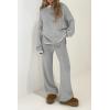 imagePRETTYGARDEN Womens 2 Piece Knit Sweater Outfit Casual Long Sleeve Pullover Wide Leg Pants Tracksuit Loungewear SetLight Grey