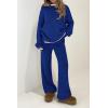 imagePRETTYGARDEN Womens 2 Piece Knit Sweater Outfit Casual Long Sleeve Pullover Wide Leg Pants Tracksuit Loungewear SetRoyal Blue