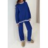 imagePRETTYGARDEN Womens 2 Piece Knit Sweater Outfit Casual Long Sleeve Pullover Wide Leg Pants Tracksuit Loungewear SetRoyal Blue