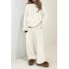 imagePRETTYGARDEN Womens 2 Piece Knit Sweater Outfit Casual Long Sleeve Pullover Wide Leg Pants Tracksuit Loungewear SetWhite