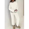 imagePRETTYGARDEN Womens 2 Piece Knit Sweater Outfit Casual Long Sleeve Pullover Wide Leg Pants Tracksuit Loungewear SetWhite