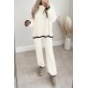 imagePRETTYGARDEN Womens 2 Piece Knit Sweater Outfit Casual Long Sleeve Pullover Wide Leg Pants Tracksuit Loungewear SetWhite