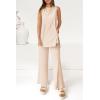 imagePRETTYGARDEN Womens 2 Piece Lounge Set 2025 Summer Casual Loose Tank Top Wide Leg Pants Matching Travel Outfits TracksuitBeige